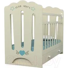 Детская кроватка VDK Little Heart маятник-ящик (слоновая кость)