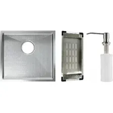 Кухонная мойка Schtoff Undermount Best Decor Silver 4545 + коландер K-1 BLACK + дозатор SD-1 SILVER