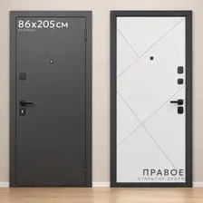 Металлическая дверь Guard 86x205x7 правая (серебристый/белый матовый)