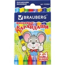 Восковые мелки BRAUBERG Пифагор 222964 (24 цв)