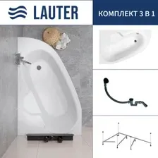 Ванна акриловая Lauter Valencia 150x100 / 2102150L (с каркасом и сифоном 21Y31001 матовый черный)