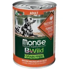 Влажный корм для собак Monge BWild Grain Free с индейкой, тыквой и кабачками (400г)