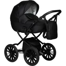 Универсальная коляска Indigo Mio ECO Plus 14" (2 в 1, 01/черная кожа)