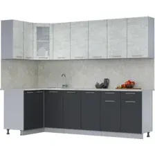 Готовая кухня Интерлиния Мила 12x26 (бетон лайт/антрацит/опал светлый)