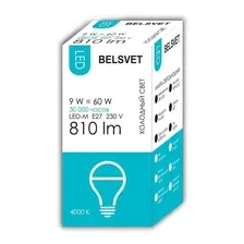 Лампа светодиодная BELSVET LED-M A60 9W 4000K E27 арт. 041495