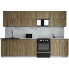 Готовая кухня Интерлиния Мила Gloss 60-30 (дуб вотан/дуб вотан/травертин серый)
