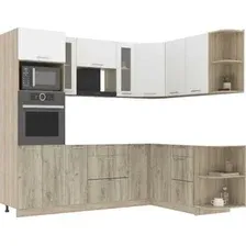 Готовая кухня Интерлиния Мила 1.68x2.4 правая без столешницы (белый платинум/дуб серый)
