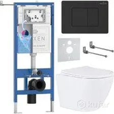 Унитаз подвесной Roxen Antares в комплекте с инсталляцией StounFix Dual Fresh 6 в 1 868504 (кнопка: