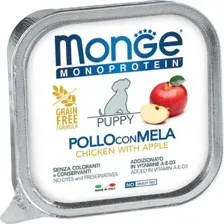 Влажный корм Monge Dog Monoprotein Fruits, консервы для щенков и беременных собак, паштет из курицы с яблоком, ламистер,150 г