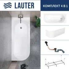 Ванна акриловая Lauter Monaco 170x72.5 / 2113170R (с каркасом, лицевым экраном и сифоном 21Y11021 матовый черный)