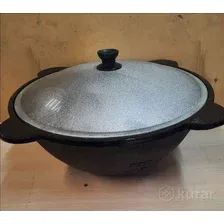Казан Davr Metall Узбекский чугунный с крышкой, круглое дно (12 л)