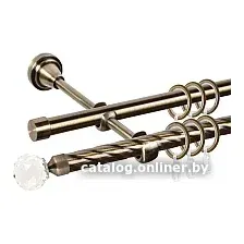 Карниз для штор АС ФОРОС Grace D16K/16Г составной + наконечники Кристалл (3м, антик)
