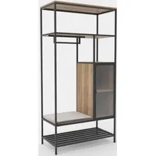 Стеллаж Hype Mebel Босс 120x200 (черный/дуб галифакс натуральный/велюр серый)