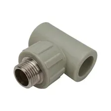Тройник комбинированный 20х1/2" с наружной резьбой PPRC, серый Политэк