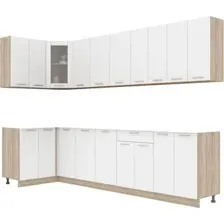 Готовая кухня Интерлиния Мила 12x30 без столешницы (белый платинум)