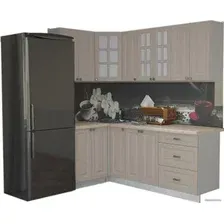 Готовая кухня Интерлиния Мила Деко 1.2x2.1 (луна/травертин серый)