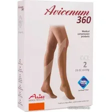 Чулки компрессионные Aries Avicenum 360 с резинкой и открытым носком 9999 (L, long)
