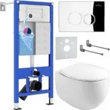 Унитаз подвесной Roxen Egg в комплекте с инсталляцией StounFix Dual Fresh 6 в 1 964032 (кнопка: хром