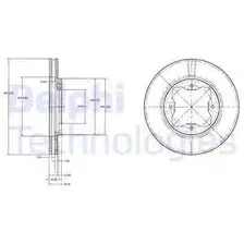 Тормозной диск DELPHI BG2798 вентилируемый , передняя ось