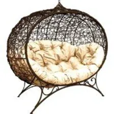 Садовый диван M-Group Улей на ножках 11220201 (коричневый ротанг/бежевая подушка)
