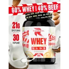 Протеин комплексный Reckful Whey + Beef protein (кокос/миндаль, 900г)