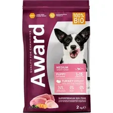 Сухой корм для собак Award Puppy Medium для щенков средних пород с индейкой, курицей с добавлением моркови и черной смородины 2 кг