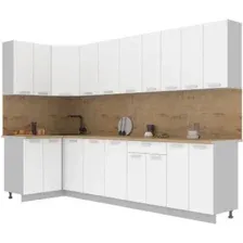 Готовая кухня Интерлиния Мила Лайт 1.2x3.0 (белый платинум/белый платинум/дуб бунратти)
