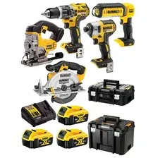 Набор электроинструмента DeWalt DCK551P3T (шуруповерт, винтоверт, лобзик, циркулярная пила, 3 АКБ, кейс)