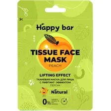 Маска для лица тканевая Happy Bar С лифтинг-эффектом Персик  (20мл)