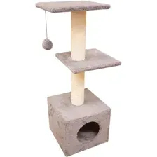 Комплекс Cat House с двумя полками 1.0 (хлопок бежевый)