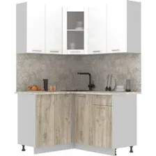 Готовая кухня Интерлиния Мила 12x14 (белый платинум/дуб серый/малага)
