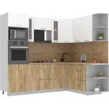 Готовая кухня Интерлиния Мила 1.68x2.4 правая (белый платинум/дуб золотой/дуб бунратти)