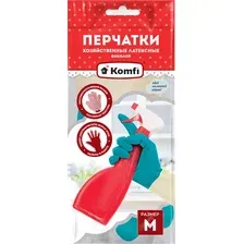 Перчатки хозяйственные Komfi BICOLO6 Латексные сверхпрочные (M, бежевый/бирюзовый)