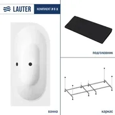 Ванна акриловая Lauter Bliss 170 L / 21201071L (с каркасом и черным подголовником)