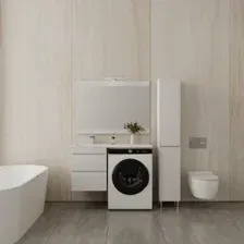 Symbolite Тумба с умывальником Даллас 110 Люкс Plus + Estetus Даллас 110x48 (подвесная, левый, эмаль белый)