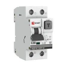 Дифавтомат EKF PROxima АВДТ-63 1P+N 20А 30мА С тип А 6кА (DA63-20-30e)