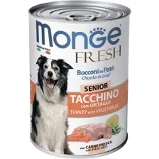 Консервированный корм для собак Monge Fresh Chunks in Loaf Senior мясной рулет с индейкой и овощами (400 г)