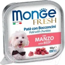Влажный корм для собак Monge Fresh с говядиной, ламистер (100г)