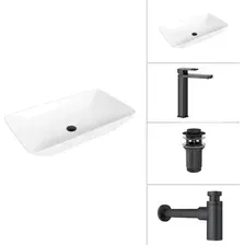 Умывальник Lauter 21886 + Cascade 21СК0655BS + сифон 21635B + дон.клапан 21190B (черный матовый)