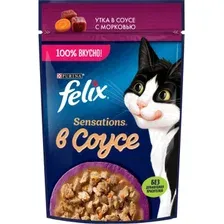 Влажный корм для кошек FELIX Sensations в соусе индейка с беконом пауч 75 г (8445290149183)