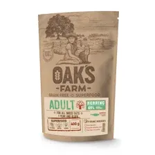 OAK'S FARM Полнорационный беззерновой корм для взрослых кошек Herring / Сельдь  400 г