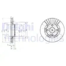 Тормозной диск DELPHI BG3509 вентилируемый , передняя ось
