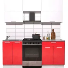 Готовая кухня Интерлиния Мила Gloss 60-19 (белый/красный глянец)