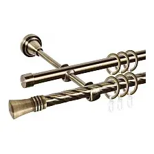 Карниз для штор АС ФОРОС Grace D16K/16Г + наконечники Арига (1.8м, антик)