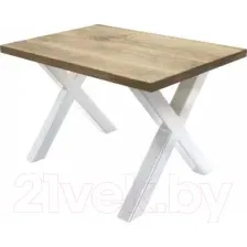 Обеденный стол Buro7 Икс Классика 120x80x76 (дуб беленый/белый)