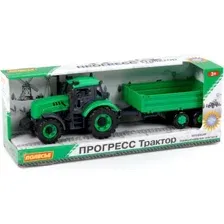 Трактор Полесье Прогресс с бортовым прицепом 91260 (зелёный)
