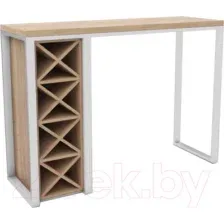 Барный стол Hype Mebel Уайн 120x55x110 (белый/дуб галифакс натуральный)
