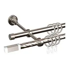 Карниз для штор АС ФОРОС Grace D16K/16Г + наконечники Квадро хром (3м, сатин)