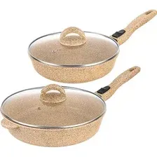Набор сковород Elan Gallery Гармония Вкуса 121136+2 (медовый гранит)