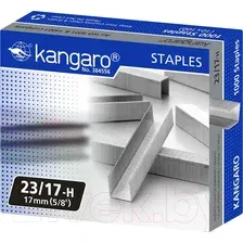 Скобы канцелярские Kangaro 23/17 1000 шт (металлик)